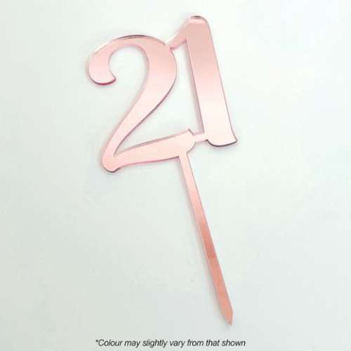 21 Rose Gold Acrylic Cake Topper - Click Image to Close